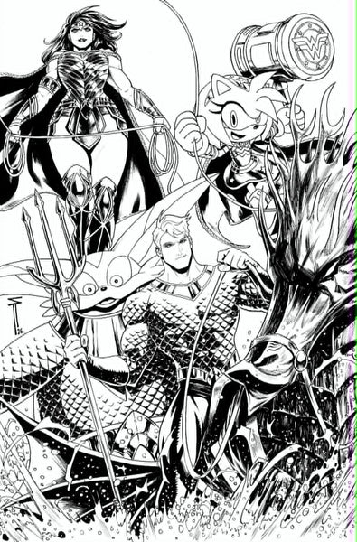 Serg Acuna Original Art DC X Sonic the Hedgehog: Metal Legion #5 Cover