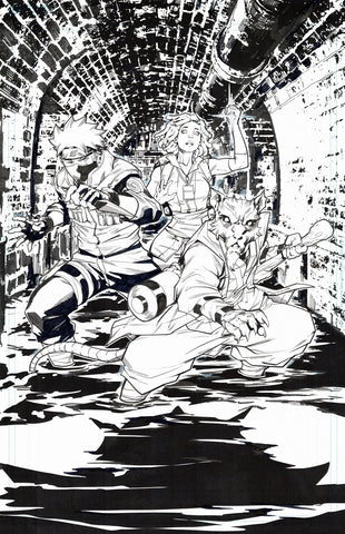 Hendry Prasetya Original Art TMNT X Naruto #3 Cover