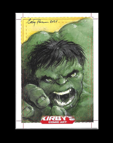 Casey Parsons Original Art Hulk Sketch Card Oil Painted Illustration