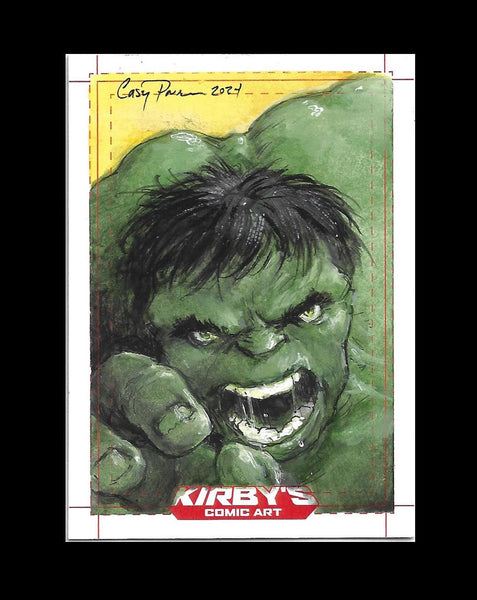 Casey Parsons Original Art Hulk Sketch Card Oil Painted Illustration