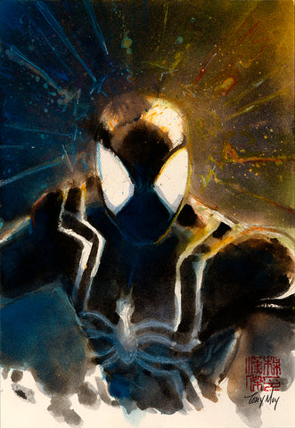 Tony Moy Original Art Dark Spider-Man Watercolour Illustration