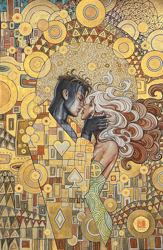 David Mack 'The Kiss' Rogue & Gambit 12x18  Limited Edition Giclee Comic Art