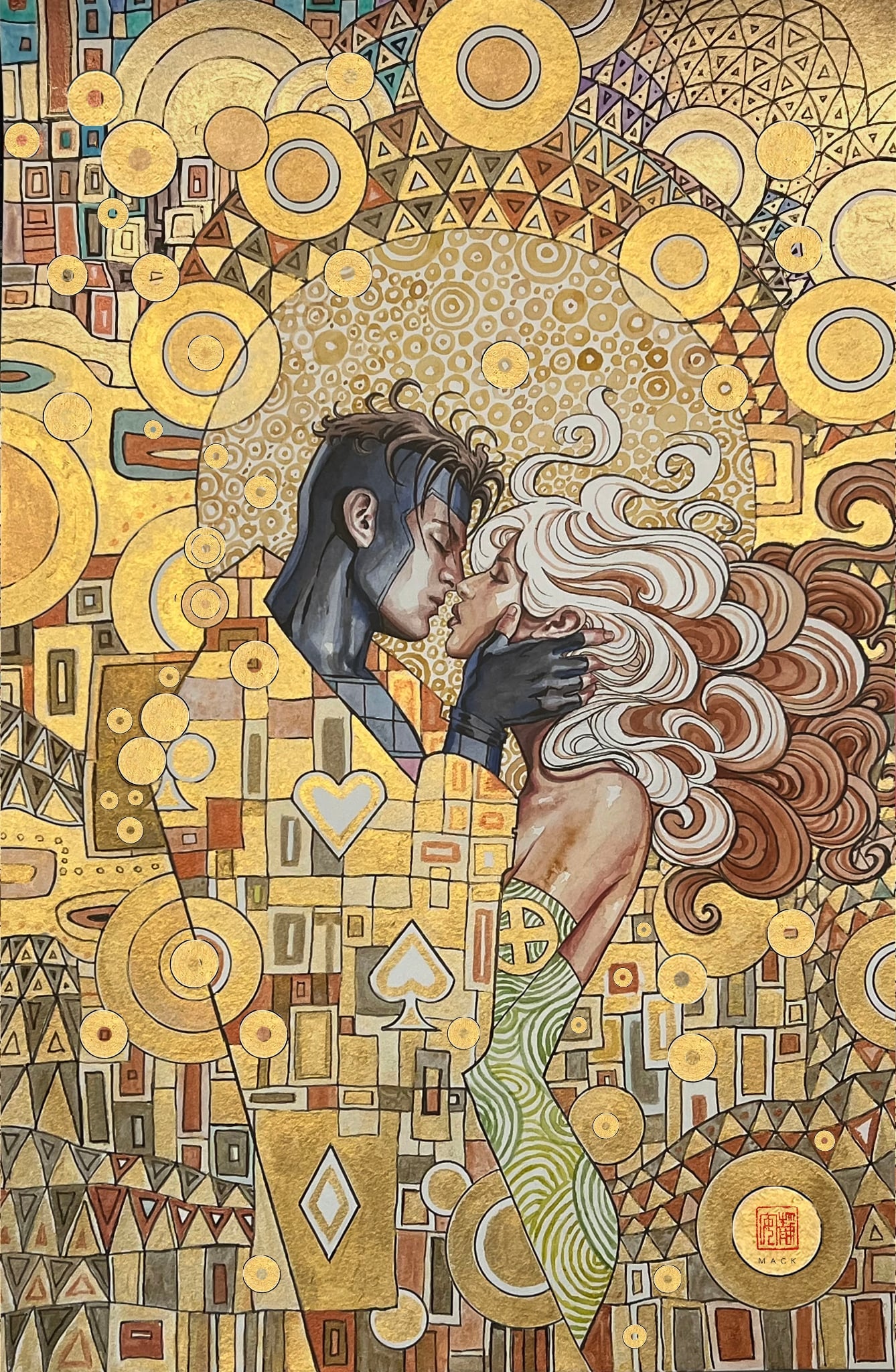 ガネーシャ　直筆画　ガナパティ　バクティ David Mack 'The Kiss' Rogue & Gambit 12x18