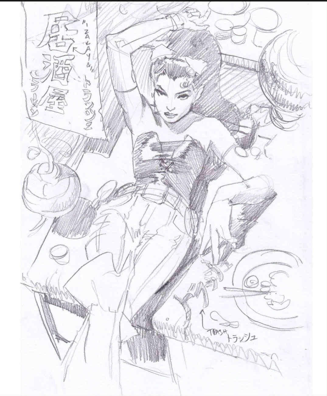 Ito Original Art Ghost Pepper TPB Cover Pencil Prelim