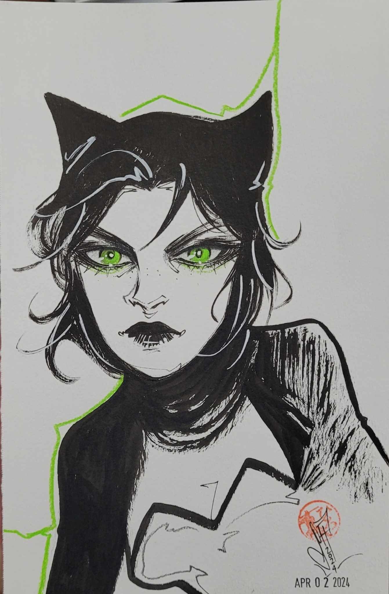 Francesca Fantini Original Art Catwoman 5.5x8.5