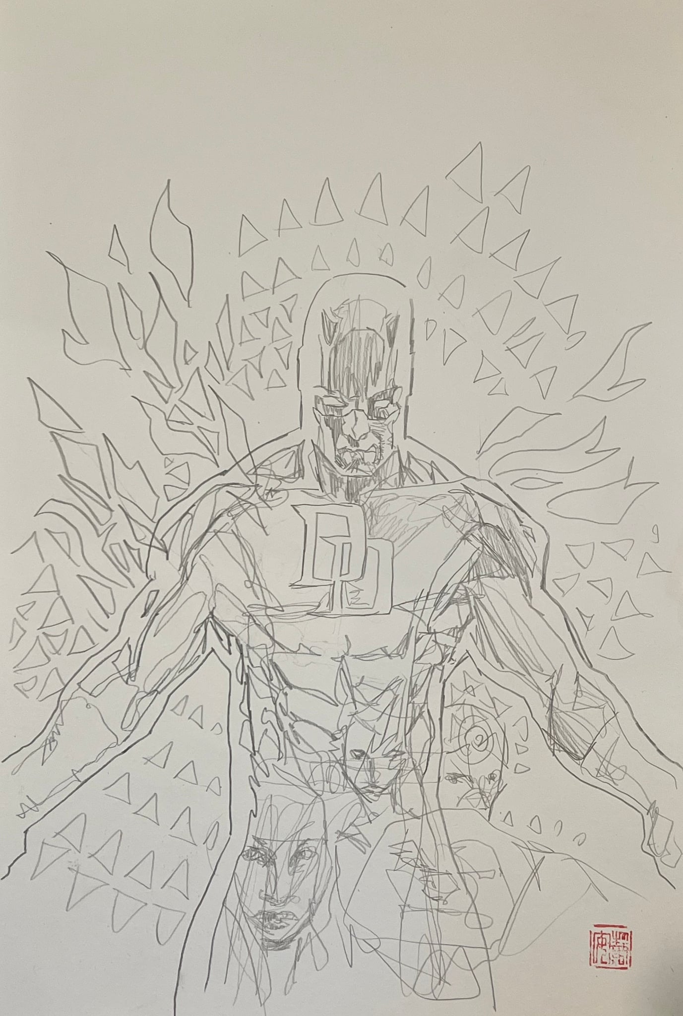 David Mack Original Art Daredevil #1 Cover Pencil Prelim