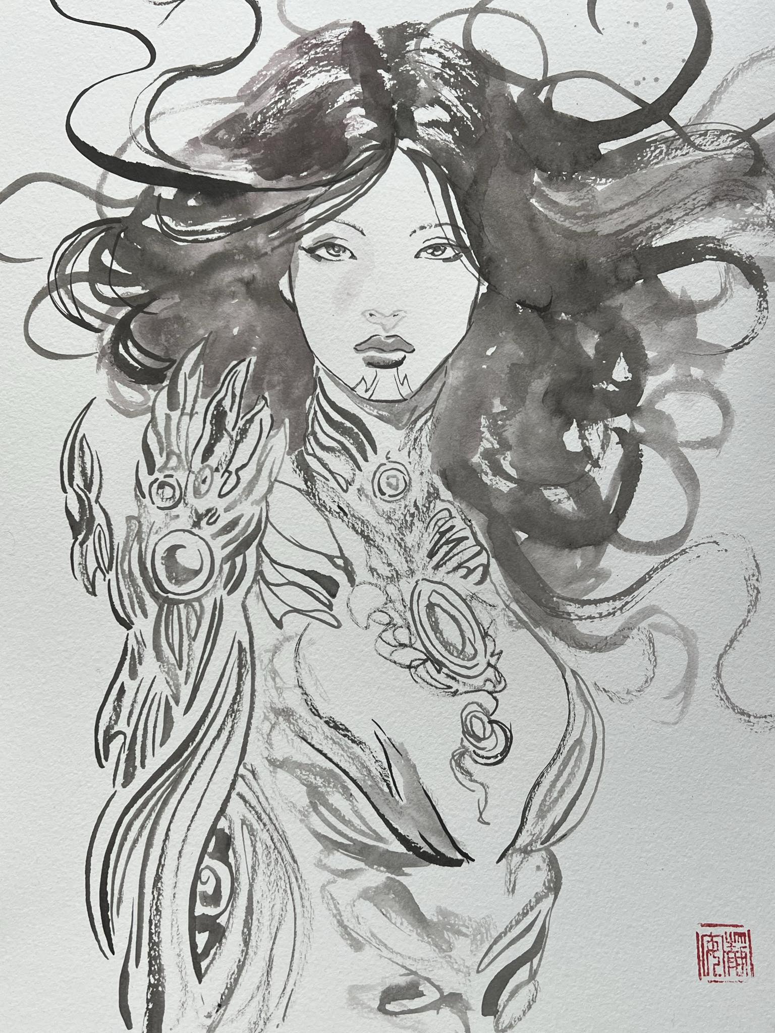 David Mack Original Art Witchblade #13 Cover Brush & Ink Prelim