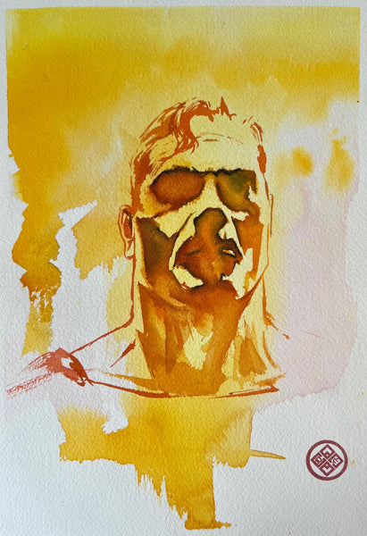 Ito Original Art Superman Yellow Watercolour Illustration