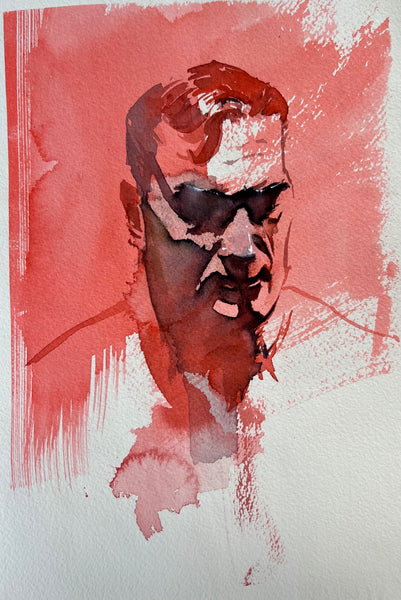 Ito Original Art Superman Red Watercolour Illustration