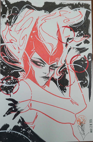 Francesca Fantini Original Art Scarlet Witch 5.5x8.5" Illustration