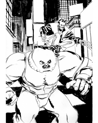 Alessandro Giordano Original Art Wolverine & Juggernaut Illustration