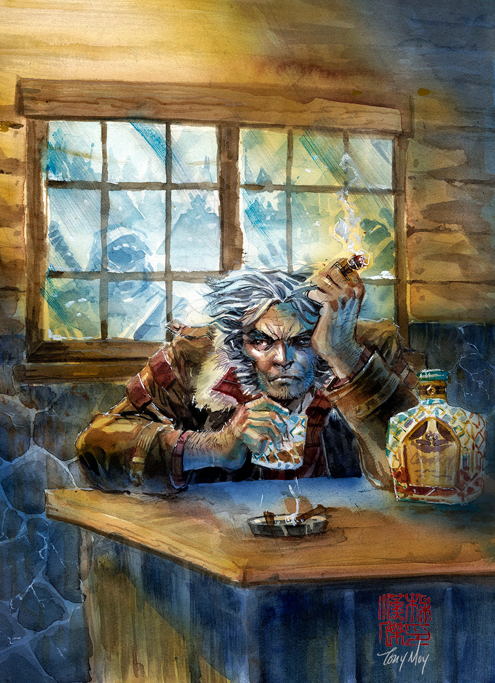 Tony Moy Original Art Logan Watercolour Illustration