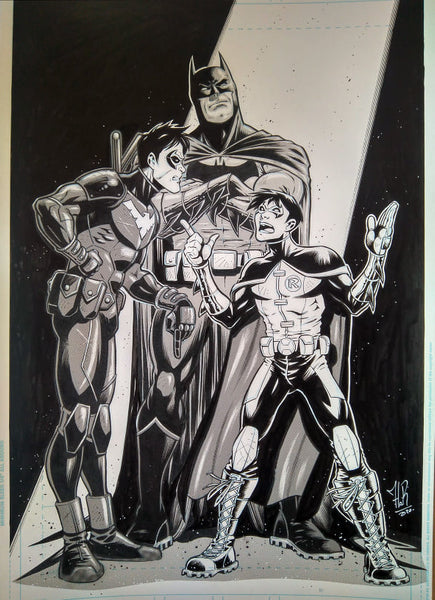 Jordi Tarragona Original Art Batman, Nightwing & Robin Illustration