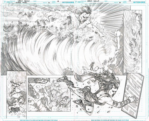 Sergio Davila Original Art Wonder Woman #3 Page 18-19 Double Page Spread