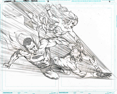 Sergio Davila Original Art Superman #38 Page 8-9 Double Page Spread