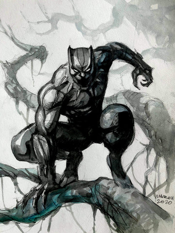 Enrico Marini Original Art Black Panther Illustration