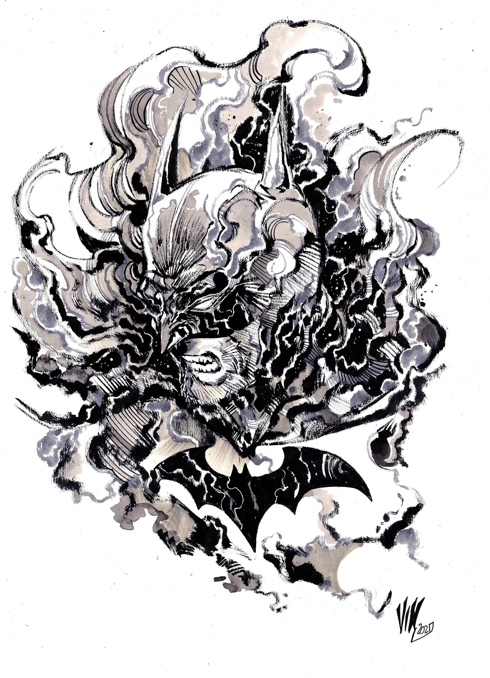 Vincenzo Riccardi Original Art Batman A3 Illustration