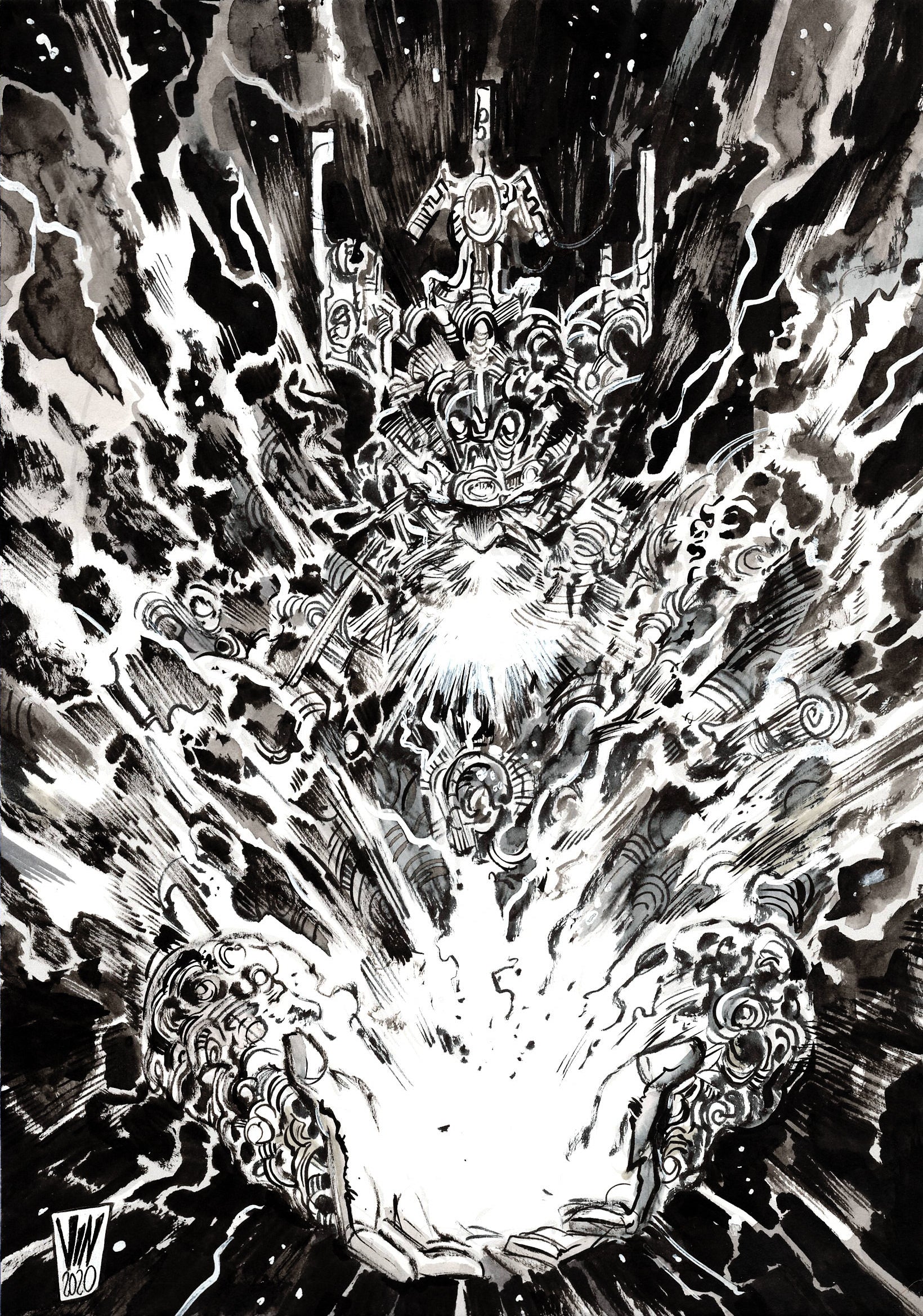 Vincenzo Riccardi Original Art White Magic Illustration