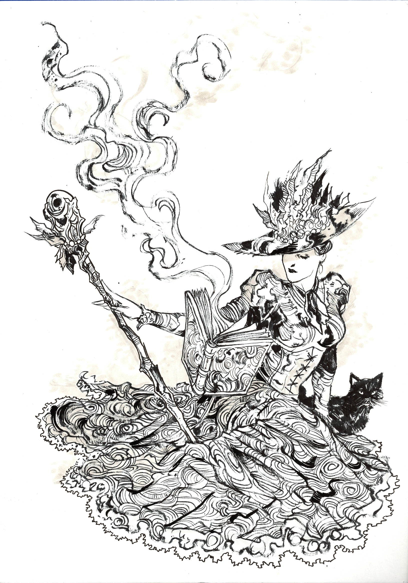 Vincenzo Riccardi Original Art Witch Illustration