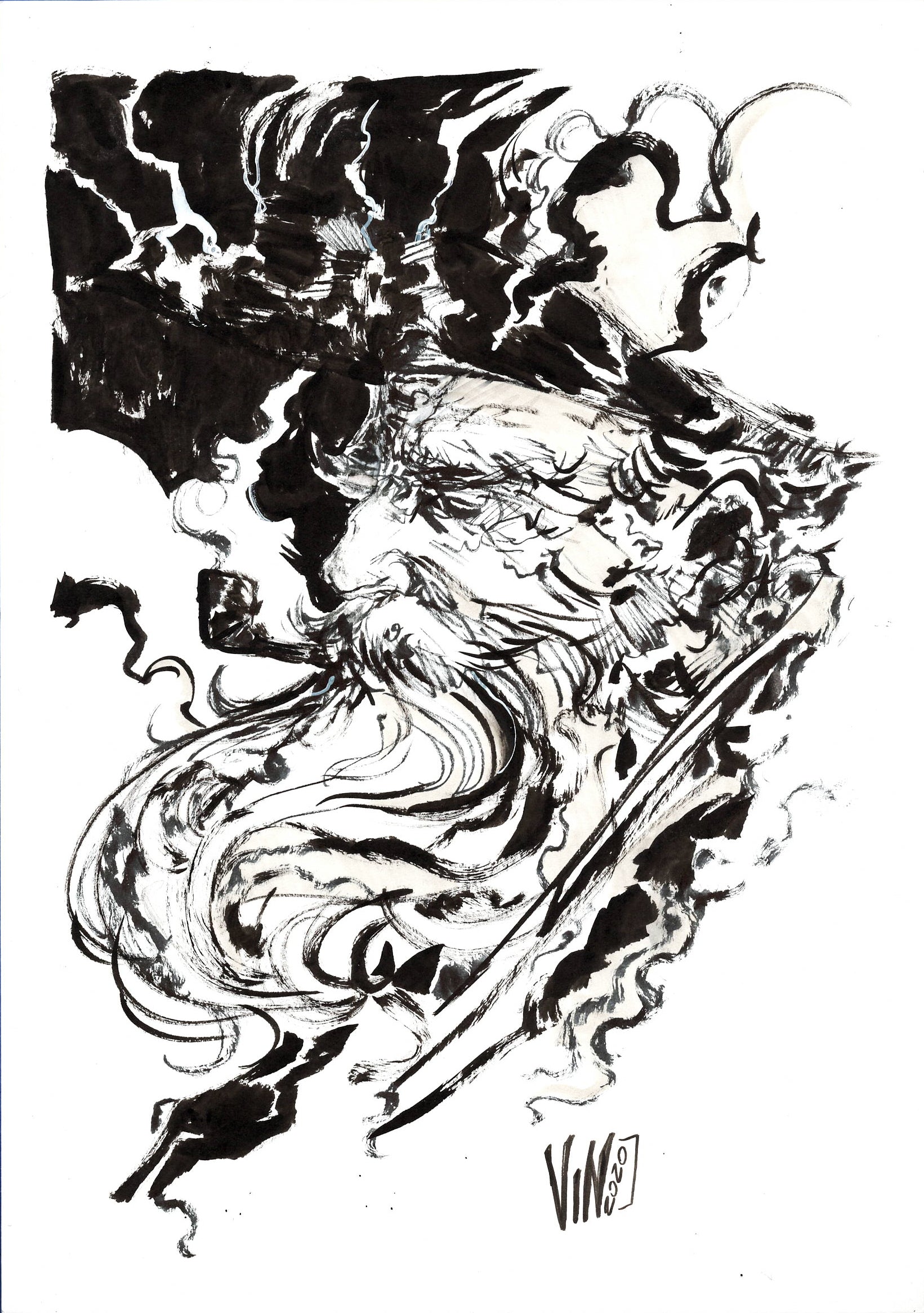 Vincenzo Riccardi Original Art Old Man Illustration