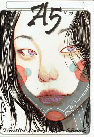 Emilio Laiso Original Art Cyberpunk Oriental Girl 3 A5 Sketchbook Blank Cover Art