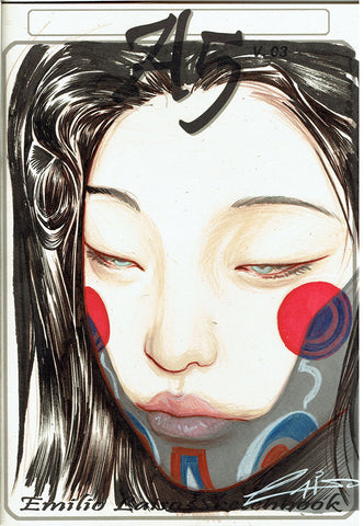 Emilio Laiso Original Art Cyberpunk Oriental Girl 4 A5 Sketchbook Blank Cover Art