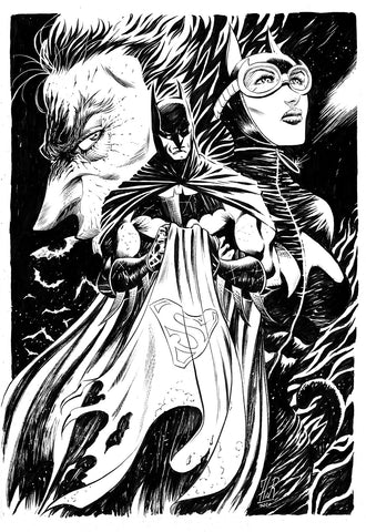 Jordi Tarragona Original Art Batman, Catwoman & Joker Illustration