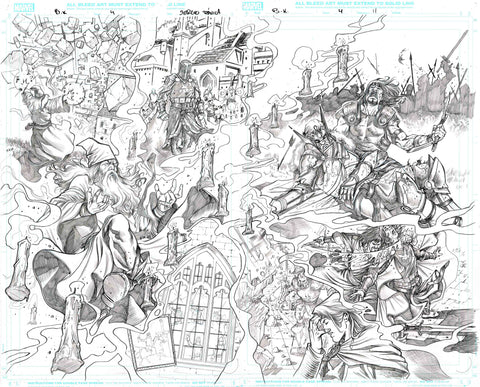 Sergio Davila Original Art Black Knight #4 Page 10-11 Double Page Spread