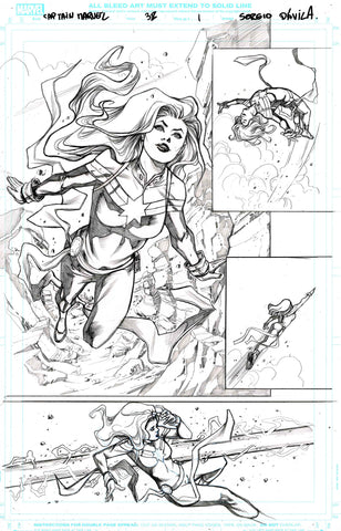 Sergio Davila Original Art Captain Marvel #32 Page 1