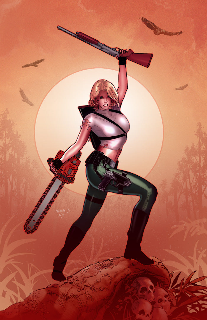 Paul Renaud Original Art Danger Girl Vs Army of Darkness #4 Cover Recreation