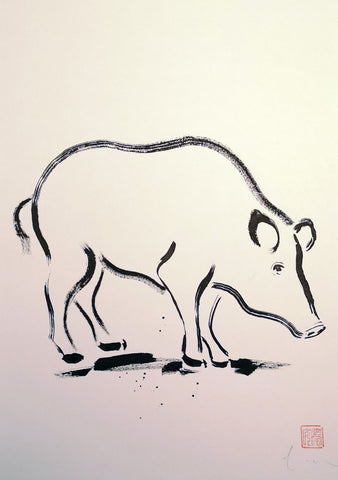 David Mack Original Art Pig Brush & Ink Illustration