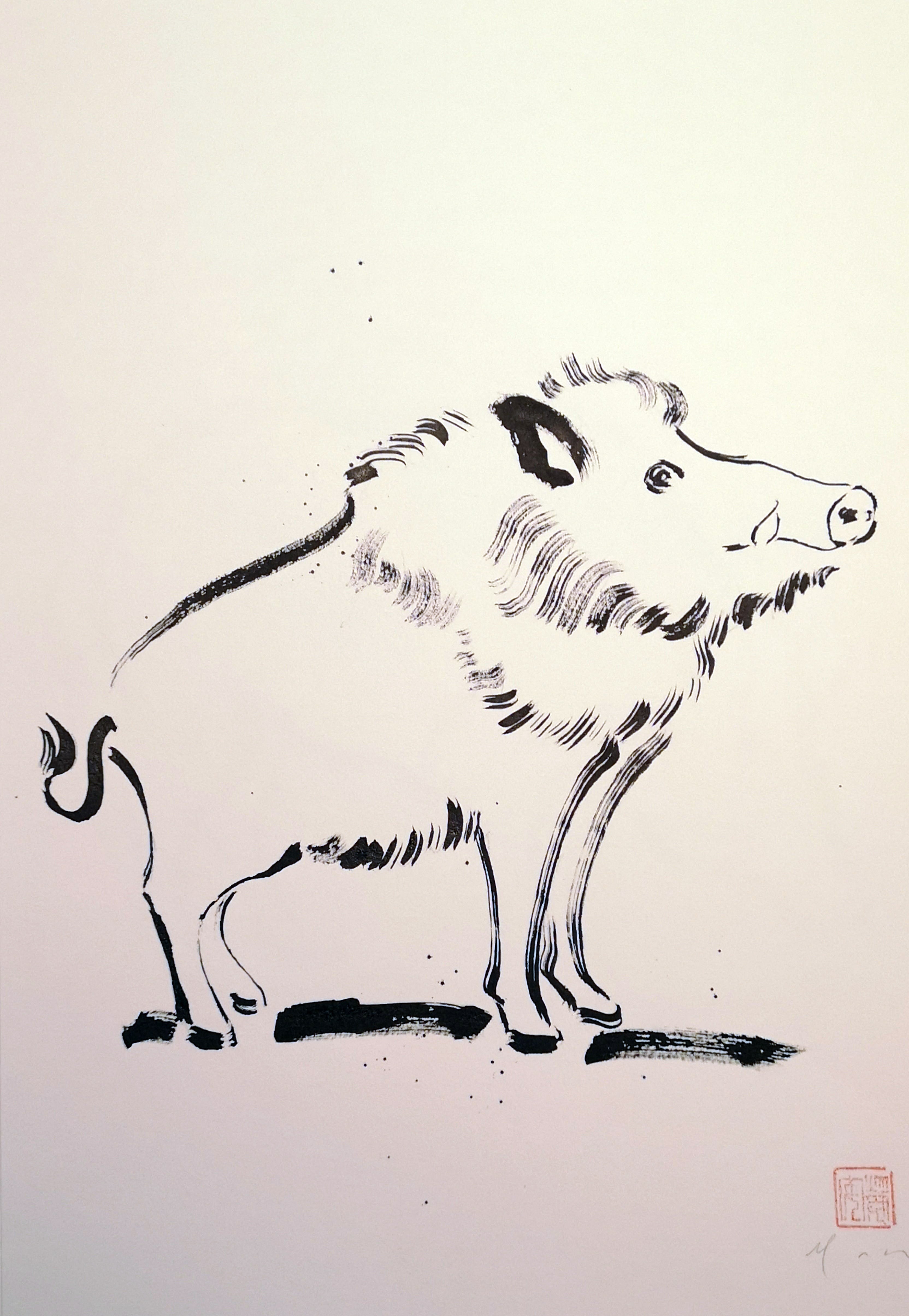David Mack Original Art Boar Brush & Ink Illustration
