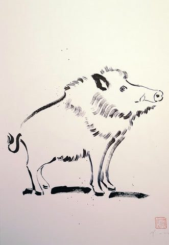 David Mack Original Art Boar Brush & Ink Illustration