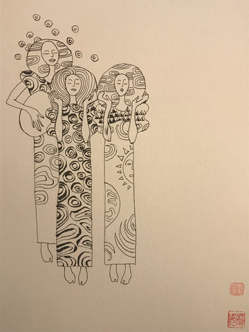 David Mack Original Art Klimt Beethoven Frieze Brush & Ink Illustration 2