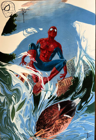 REMARQUED & SIGNED Francesco Mobili Spider-Man 11x17" #2 Limited Edition Fan Expo Denver & Chicago Exclusive Fine Art Print