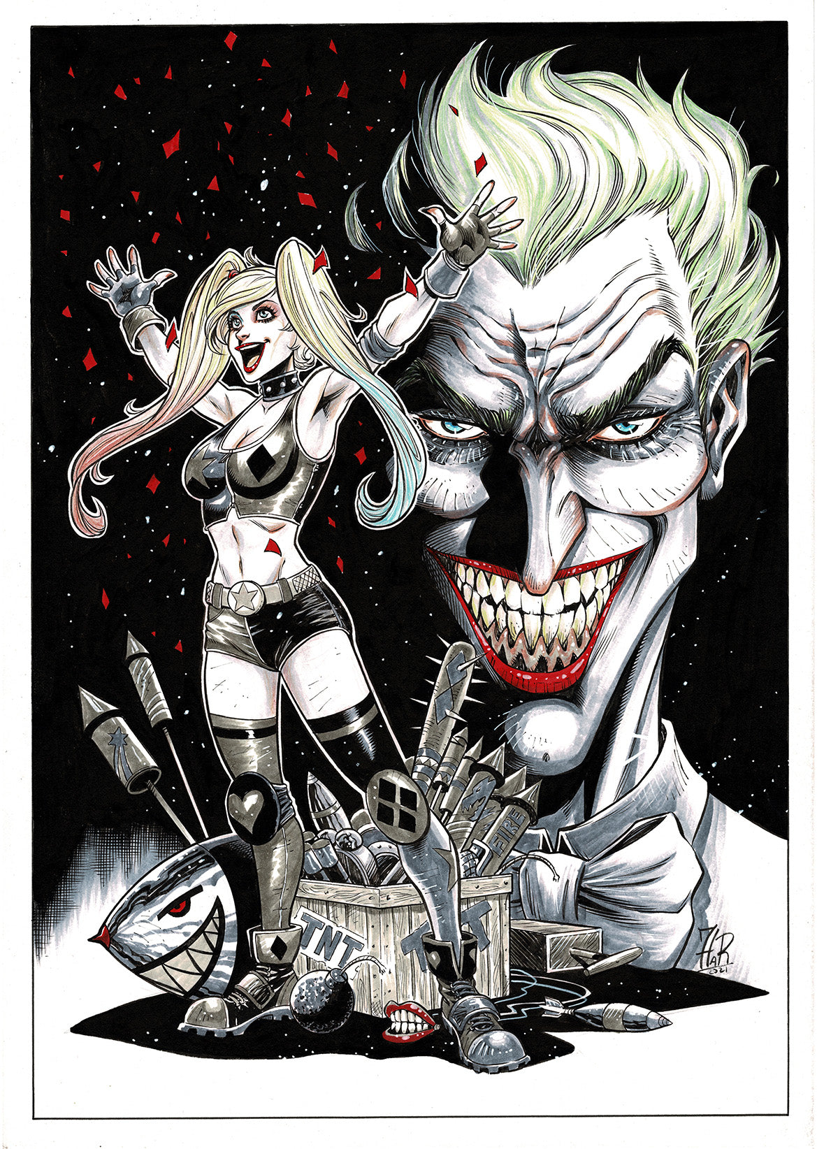 Jordi Tarragona Original Art Joker & Harley Quinn Illustration