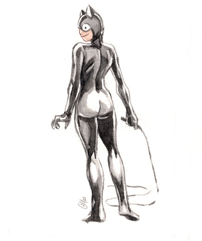 Guillaume Martinez Original Art Catwoman Minis March Collection #25 (includes standing desk frame)