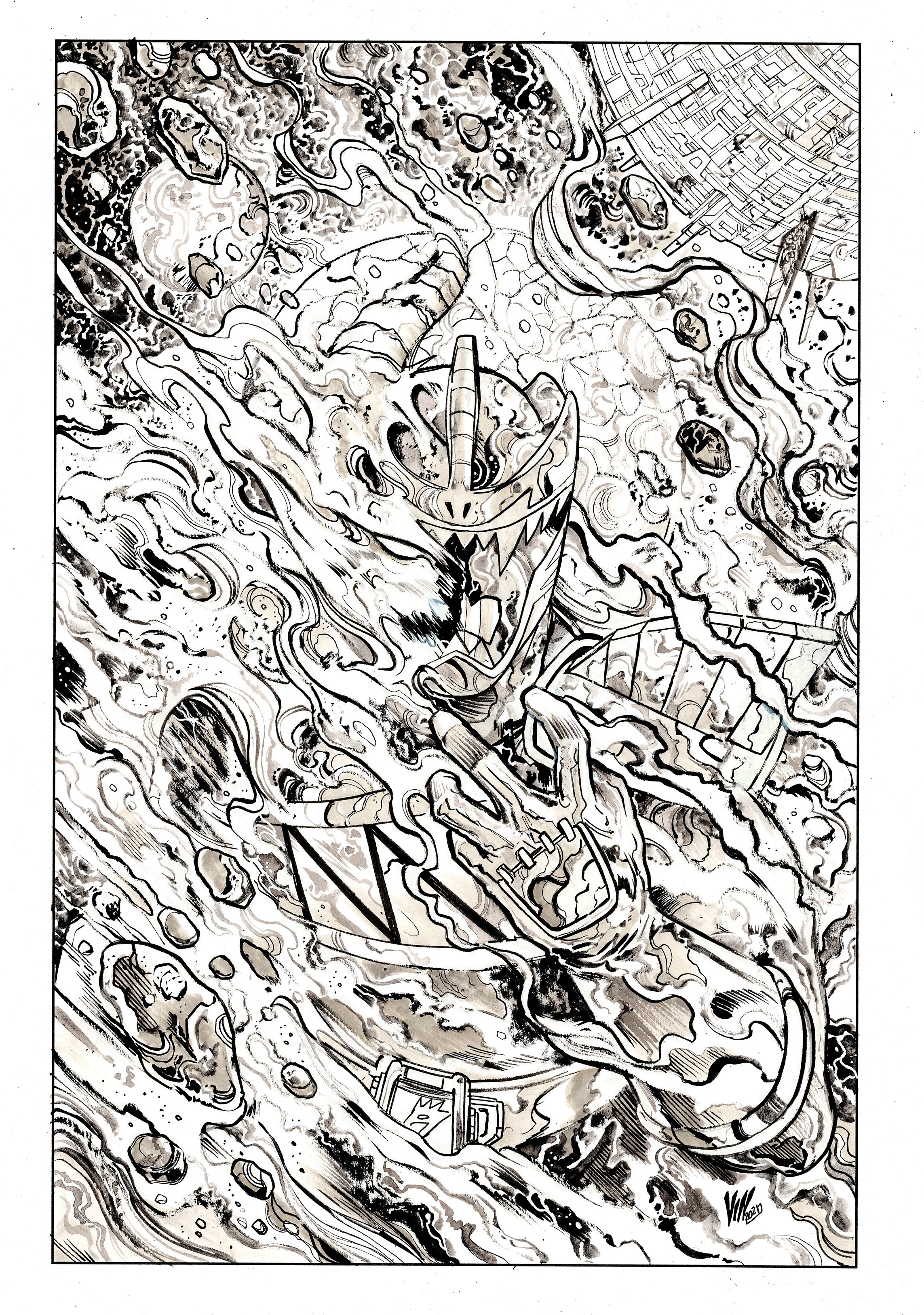 Vincenzo Riccardi Original Art Power Rangers Universe #2 Cover