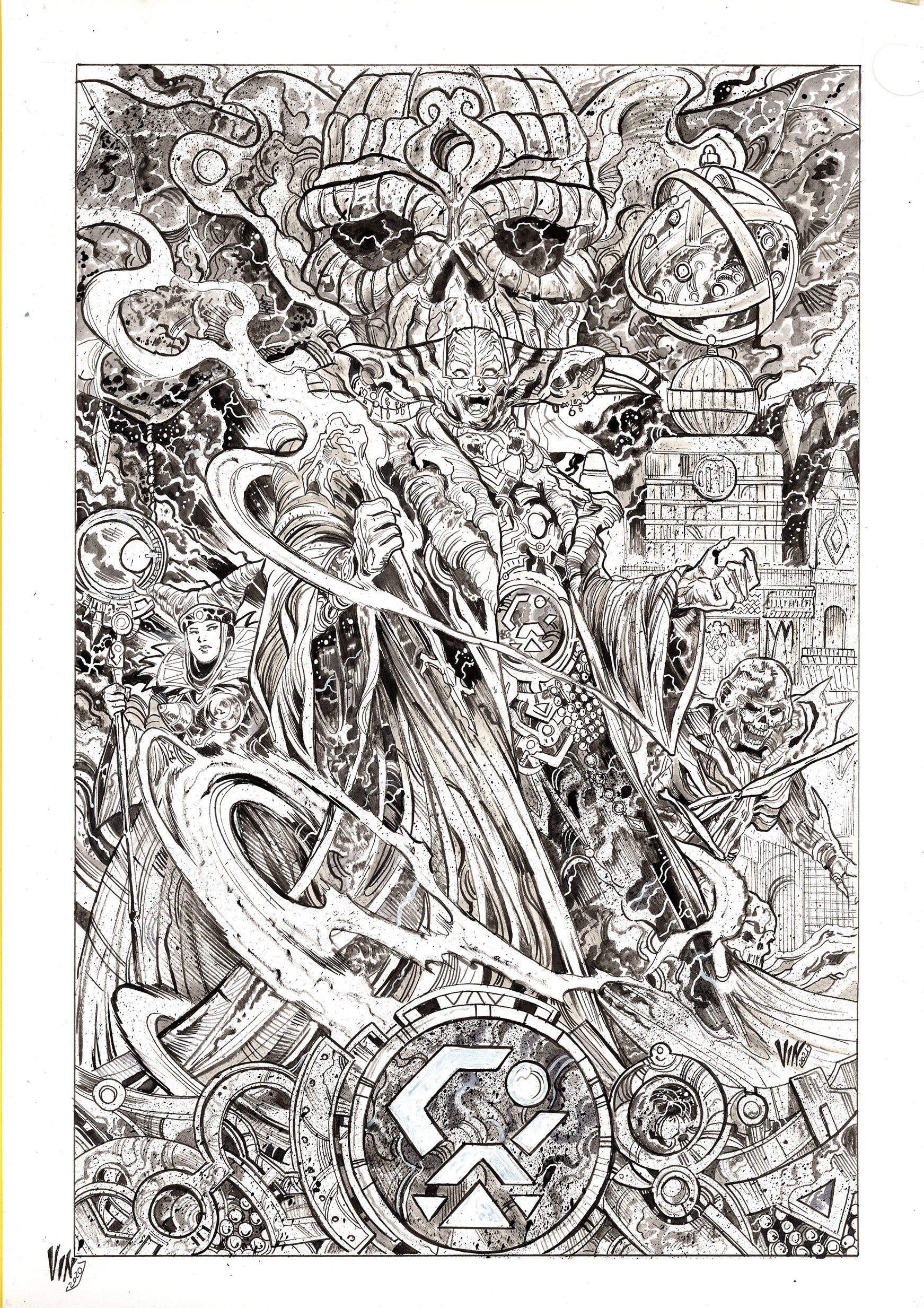 Vincenzo Riccardi Original Art Power Rangers Unlimited: Edge of Darkness #1 Cover