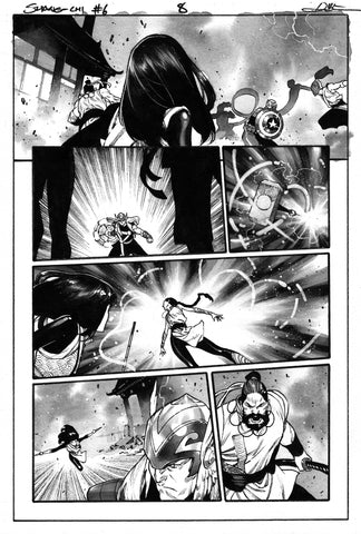 Dike Ruan Original Art Shang-Chi #6 Featuring Thor Page 8
