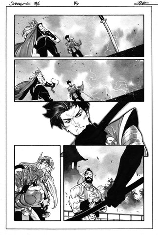 Dike Ruan Original Art Shang-Chi #6 Featuring Thor Page 15