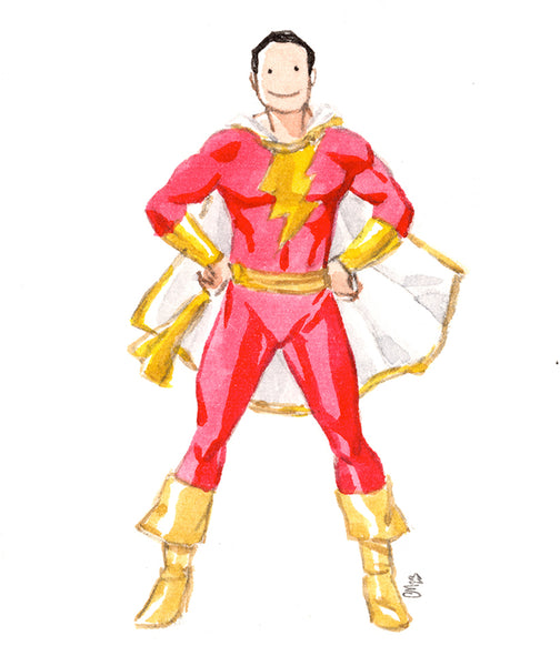 Guillaume Martinez Original Art Shazam Minis March Collection #21 (includes standing desk frame)