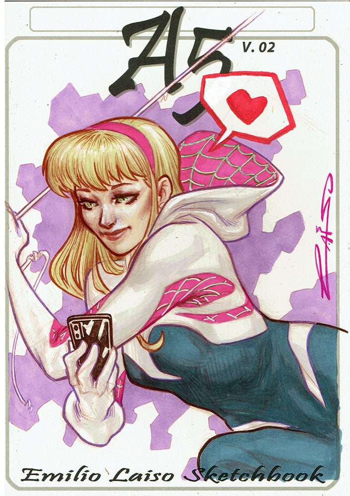 Emilio Laiso Original Art Spider-Gwen A5 Sketchbook Blank Cover Art