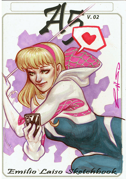 Emilio Laiso Original Art Spider-Gwen A5 Sketchbook Blank Cover Art