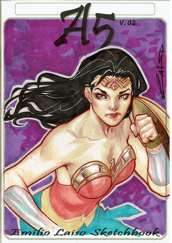 Emilio Laiso Original Art Wonder Woman A5 Sketchbook Blank Cover Art