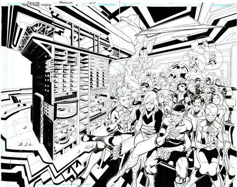 Rafa Sandoval Original Art Teen Titans Academy #2 Page 16-17 Double Page Spread