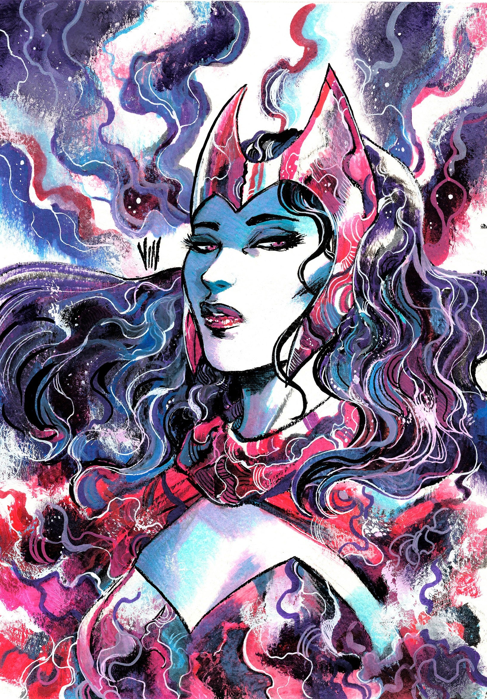 Vincenzo Riccardi Marvel Females KCA Team Collection Original Art Scarlet Witch A4