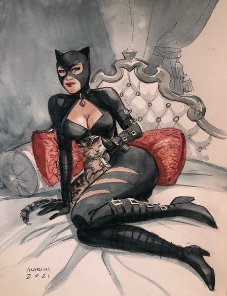 Enrico Marini Original Art Catwoman Illustration