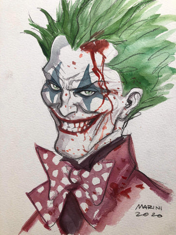 Enrico Marini Original Art Bloody Joker Portrait Illustration